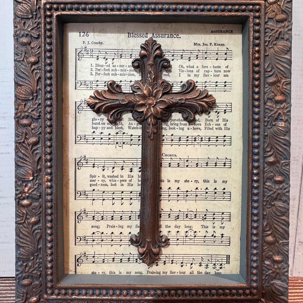 Rustic Cross Wall Decor Blessed Assurance Hymn